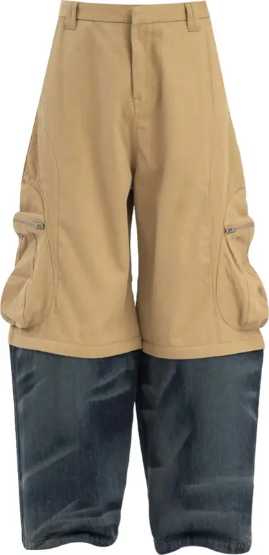Namesake Beige & Dark Indigo Zip-Off Cargo Pants $669