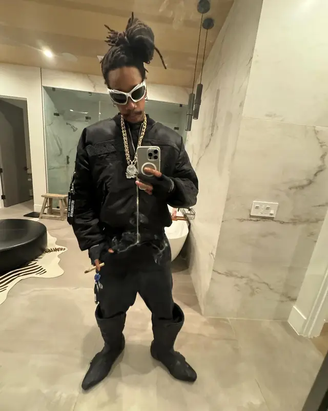 Wiz Khalifa outfit in Vetements, Balenciaga, and Alpha Industries, 2023