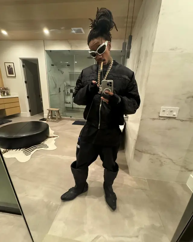 Wiz Khalifa outfit in Vetements, Balenciaga, and Alpha Industries, 2023