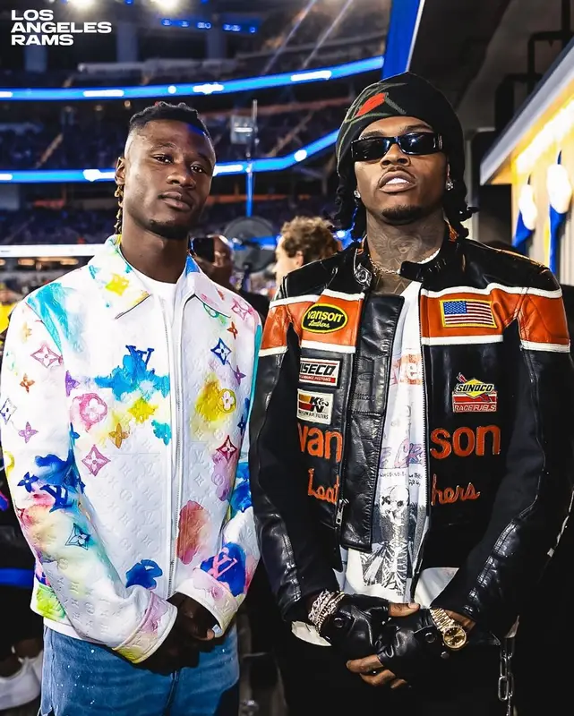 Gunna outfit in Vanson Leathers, Dior, and LaRopa, 2023