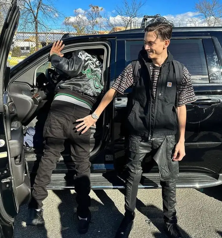 Lil Mabu outfit in Carhartt, Chrome Hearts, and Rick Owens, 2023