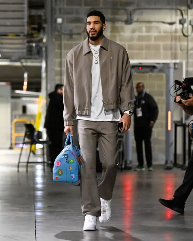 Jayson Tatum outfit in Ami, Nike, and Louis Vuitton, 2023