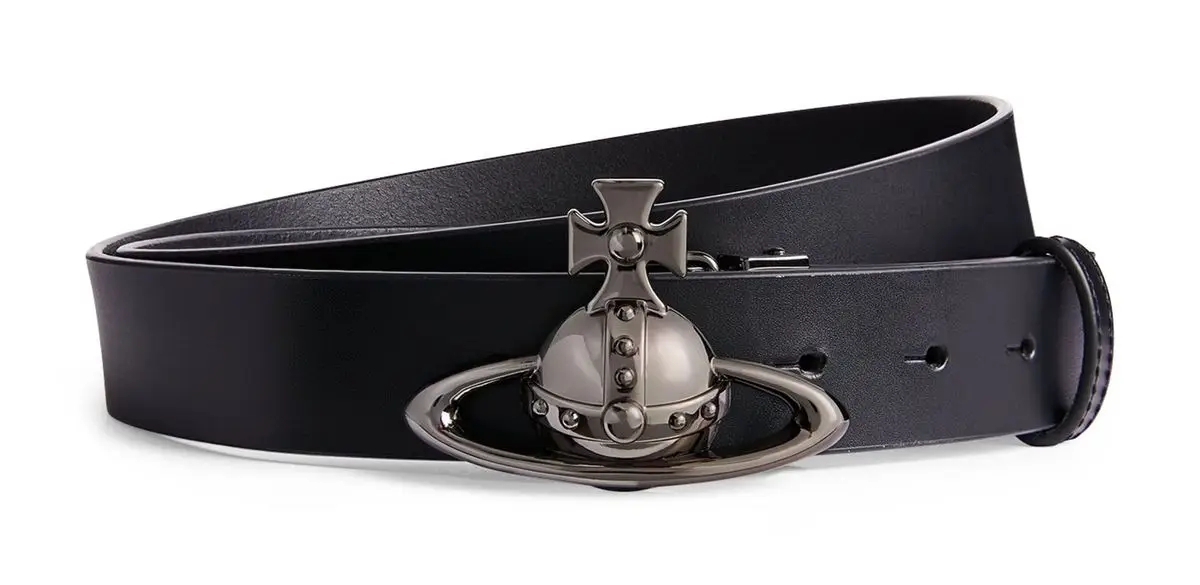Vivienne Westwood Leather Orb Black Belt $210