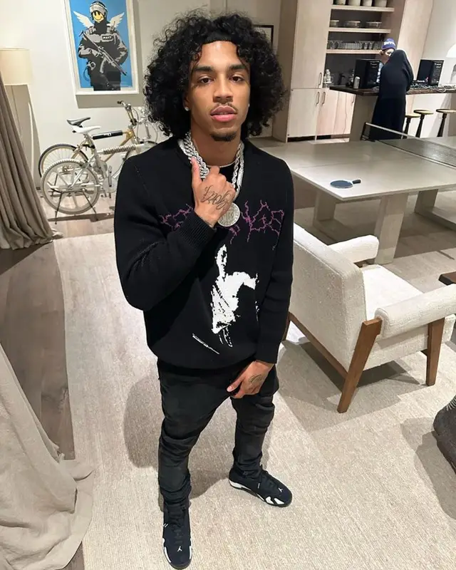 Jay Cinco outfit in REVENGE, Purple Brand, and Jordan, 2023
