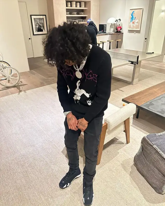 Jay Cinco outfit in REVENGE, Purple Brand, and Jordan, 2023