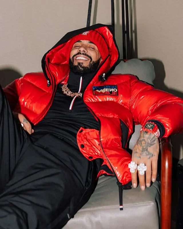 Anuel AA outfit in Moncler, 2023