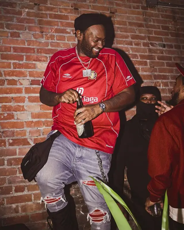 Peezy outfit in Balenciaga and Amiri, 2023