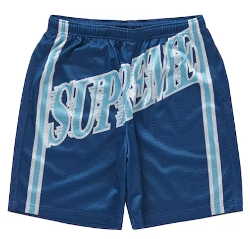 Supreme Navy Slap Shot Mesh Shorts $110