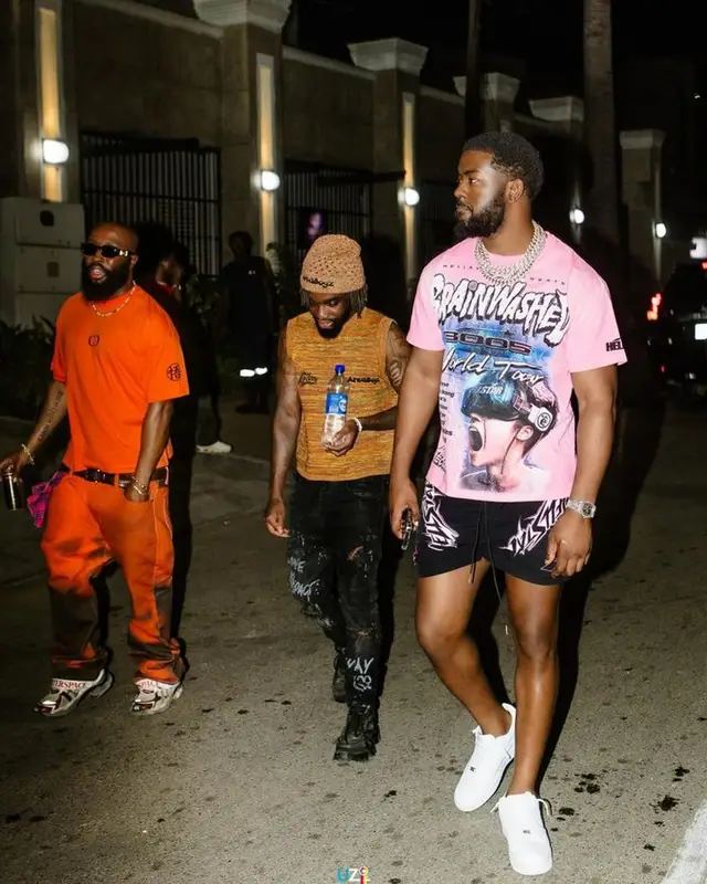 Tion Wayne outfit in Hellstar and Nike, 2023