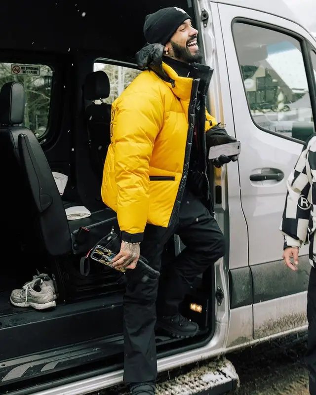 Anuel AA outfit in Moncler and Amiri, 2023
