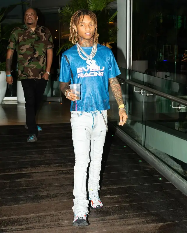 Swae Lee outfit in Evisu, Guapi, and Balenciaga, 2024