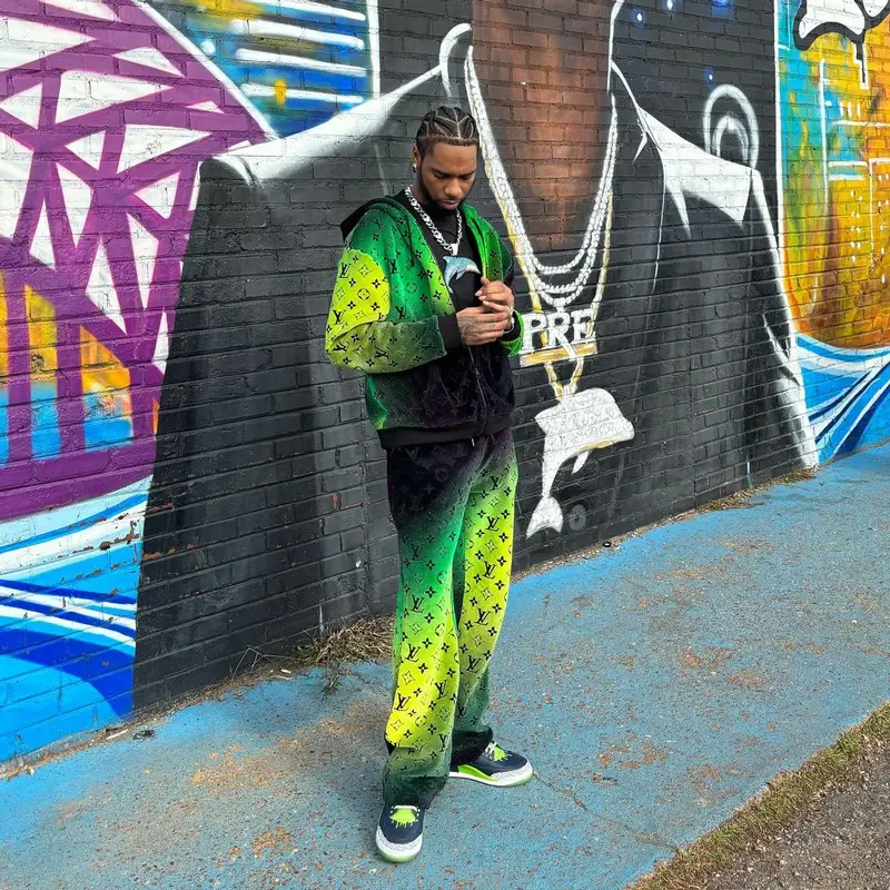Key Glock outfit in Louis Vuitton and Jordan, 2024