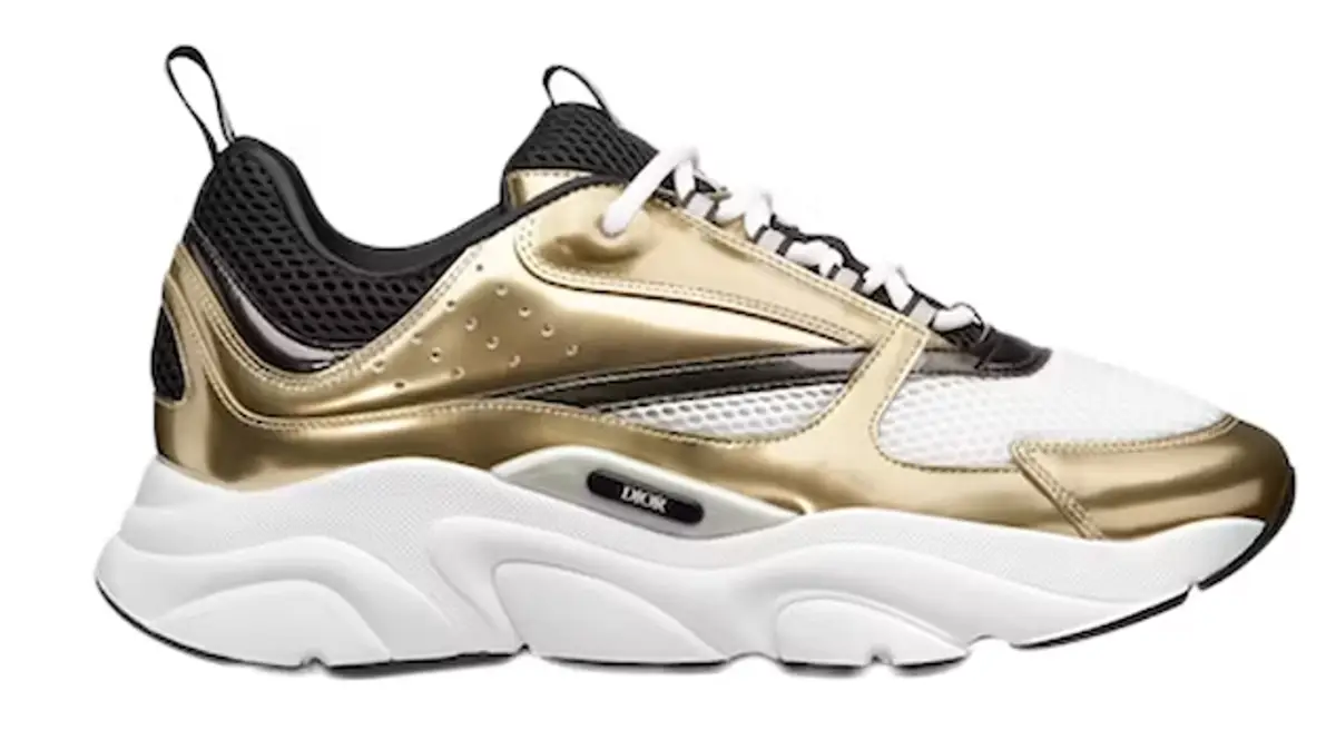 Dior Metallic Gold And White B22 Sneakers $1450