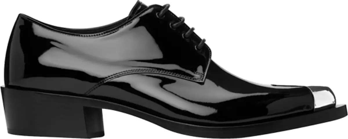 Alexander McQueen Patent Black Metal Toe Punk Shoes $1150