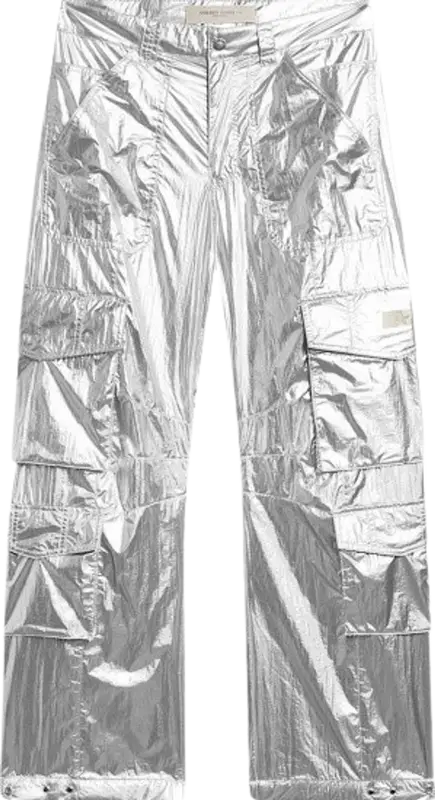 Golden Goose Metallic Silver Cargo Trackpants $520