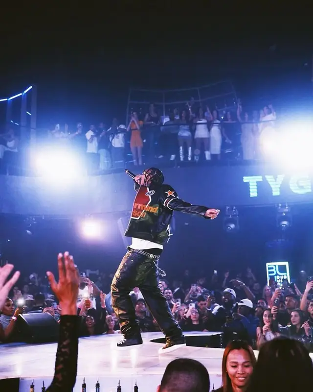 Tyga outfit in Mastermind, Givenchy, and Bottega Veneta, 2024