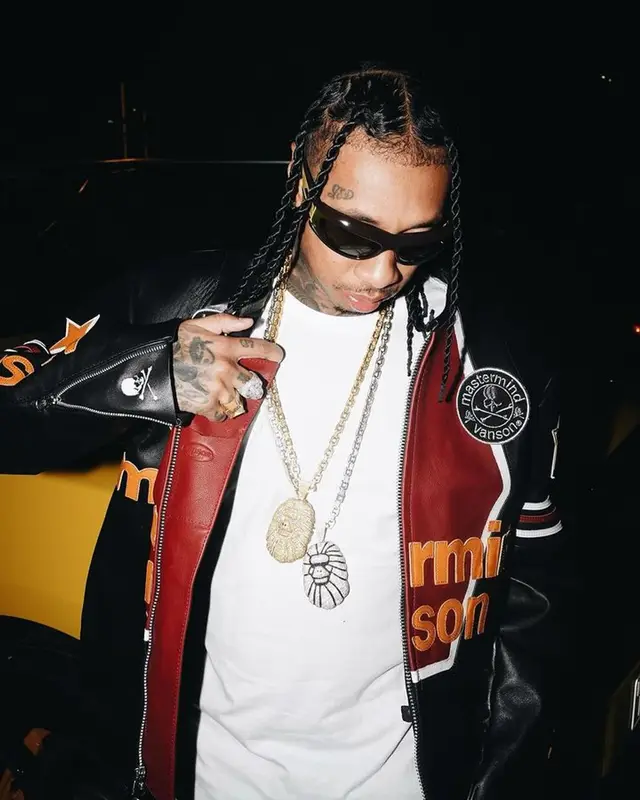 Tyga outfit in Mastermind, Givenchy, and Bottega Veneta, 2024