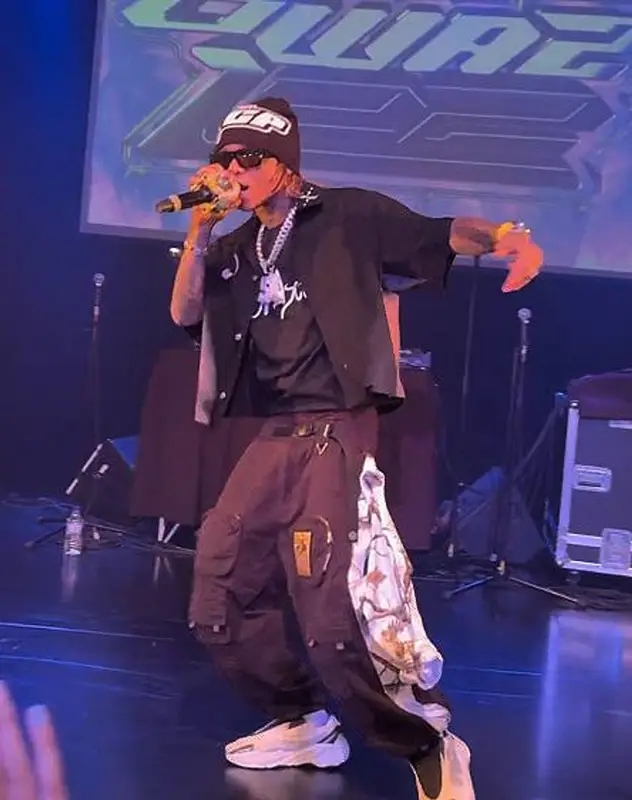 Swae Lee outfit in Evisu, Adidas, and The Candy Plug, 2024