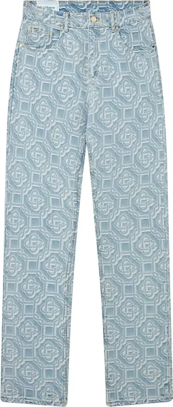Casablanca Blue Monogram-print Straight-leg Jeans $757