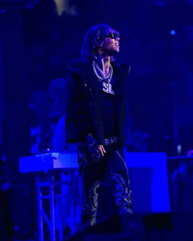 Swae Lee outfit in Evisu, B.B. Simon, and Dior, 2024