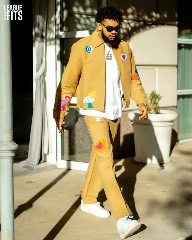 Karl Anthony Towns outfit in Nahmias, Nike, and Chrome Hearts, 2024