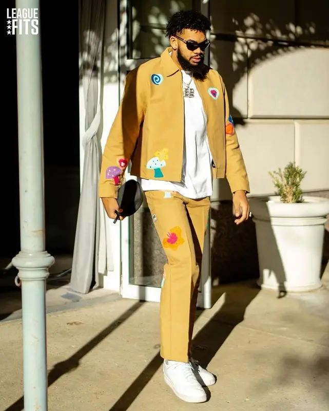 Karl Anthony Towns outfit in Nahmias, Nike, and Chrome Hearts, 2024