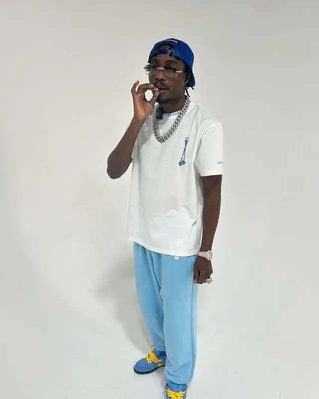 Lil Tjay outfit in Nike, Chrome Hearts, and Gallery Dept., 2024
