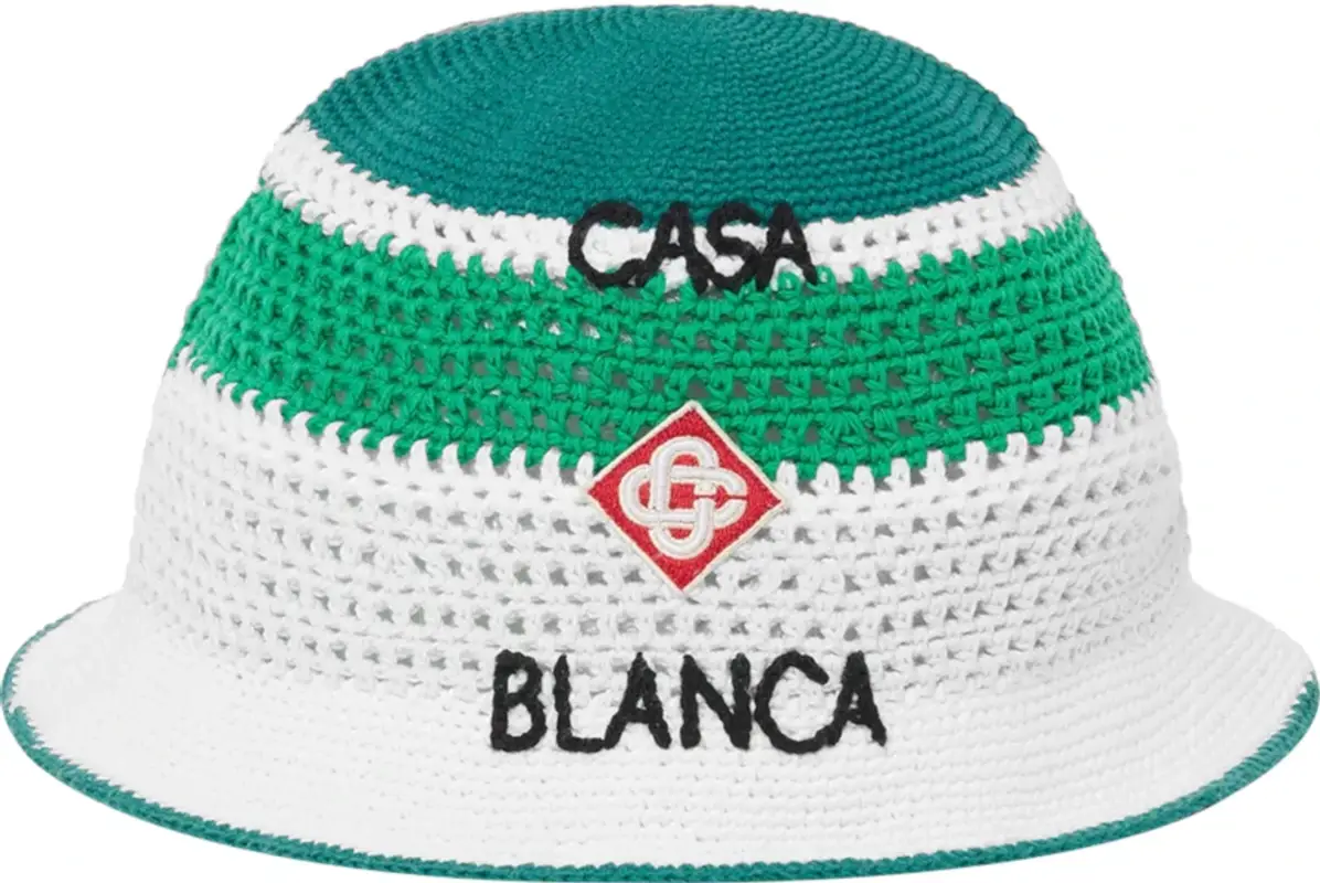 Casablanca Green Crocheted Cotton Bucket Hat $435