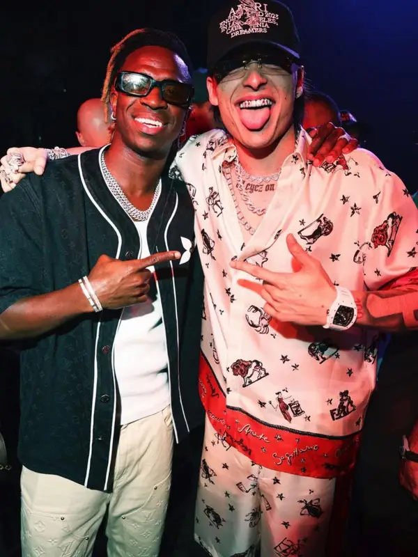 Peso Pluma outfit in Fendi, Richard Mille, and Amiri, 2024