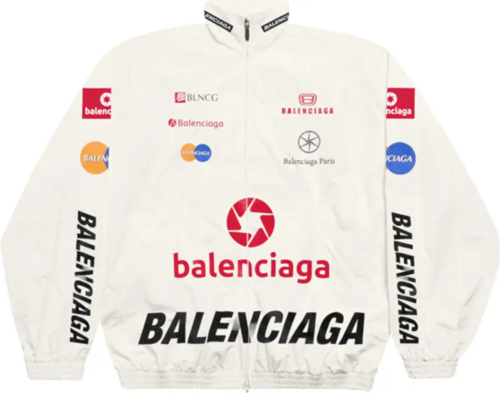 Balenciaga White Top League Logo Track Jacket | WHAT'S ON