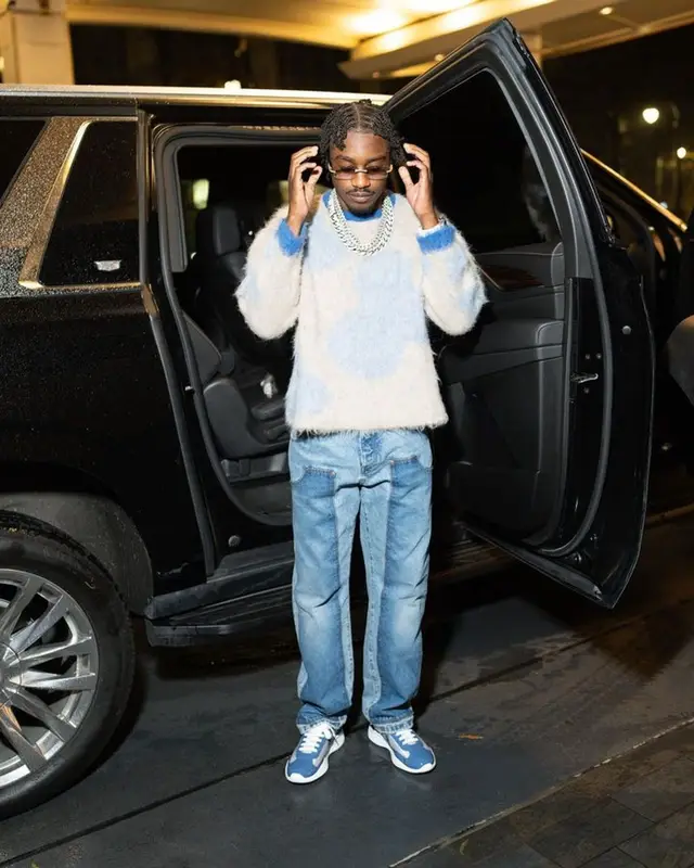 Lil Tjay outfit in Brain Dead, Balmain, and Prada, 2024