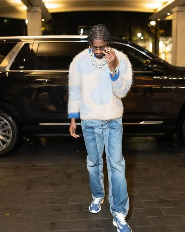 Lil Tjay outfit in Brain Dead, Balmain, and Prada, 2024