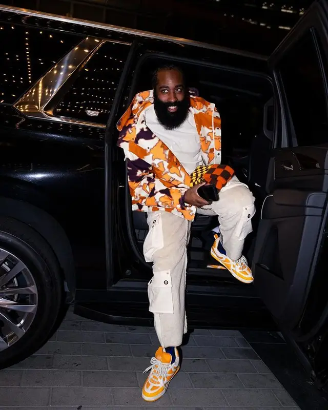 James Harden outfit in Loewe, Keep Going Kid, and Louis Vuitton, 2024
