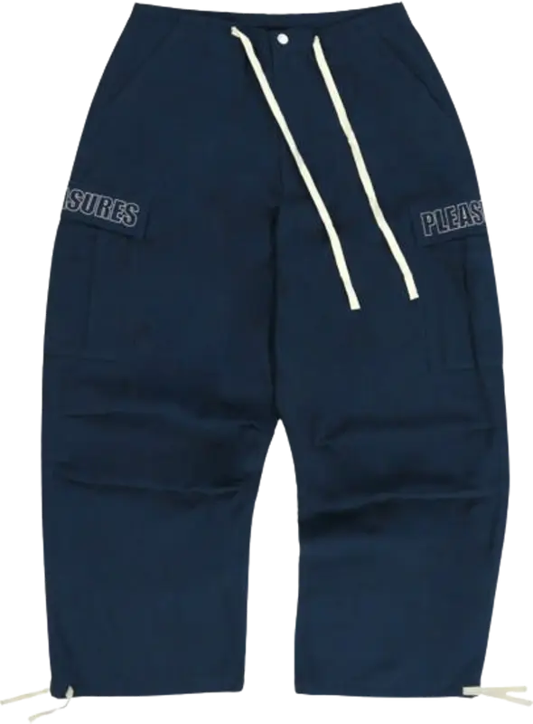 Pleasures Navy Pocket-Logo Baggy Pants $219