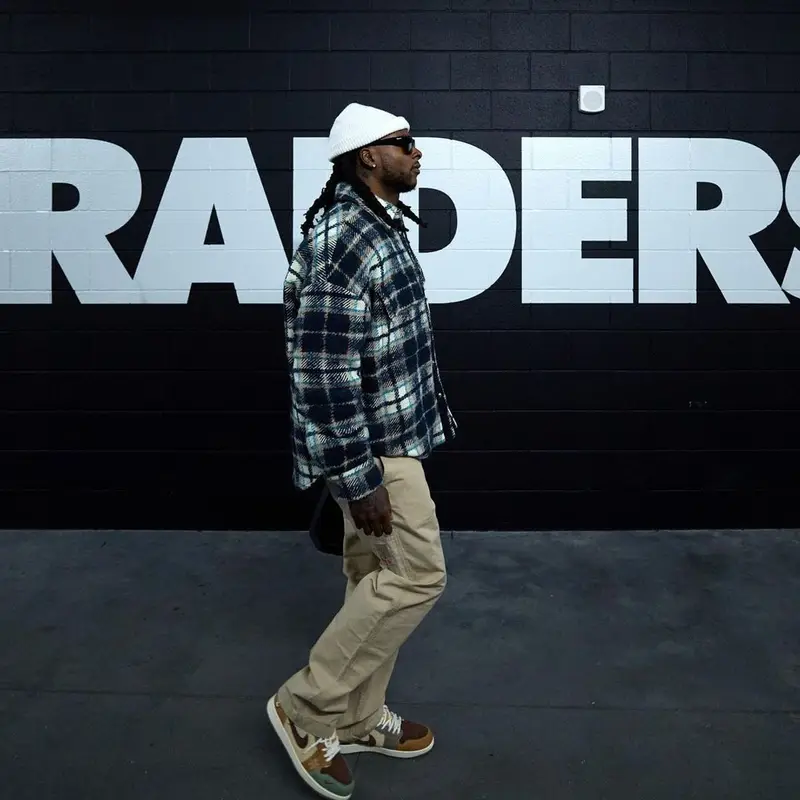 Davante Adams outfit in Amiri, Jordan, and Prada, 2024