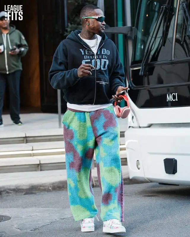 Terry Rozier outfit in Enfants Riches Deprimes, Oakley, and Apple, 2024
