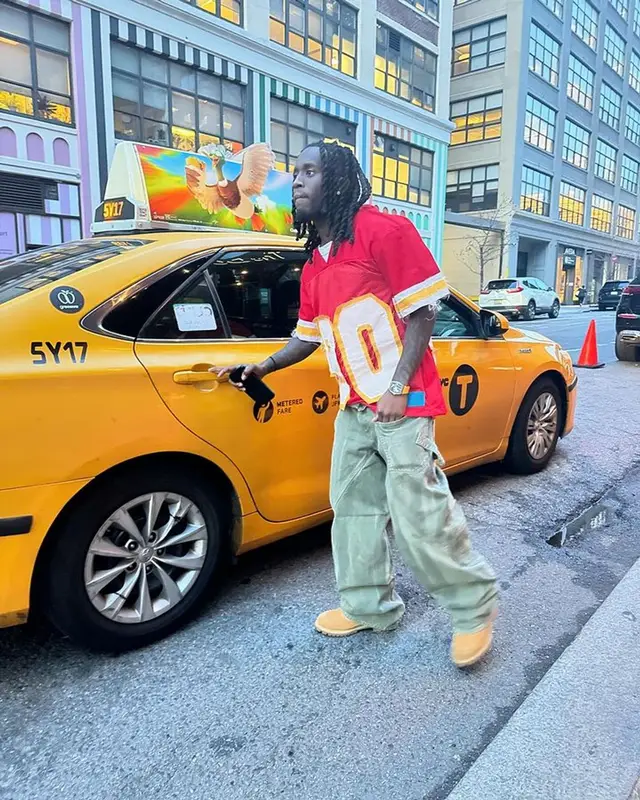 Kai Cenat outfit in Aris Tatalovich, JW Anderson, and Timberland, 2024