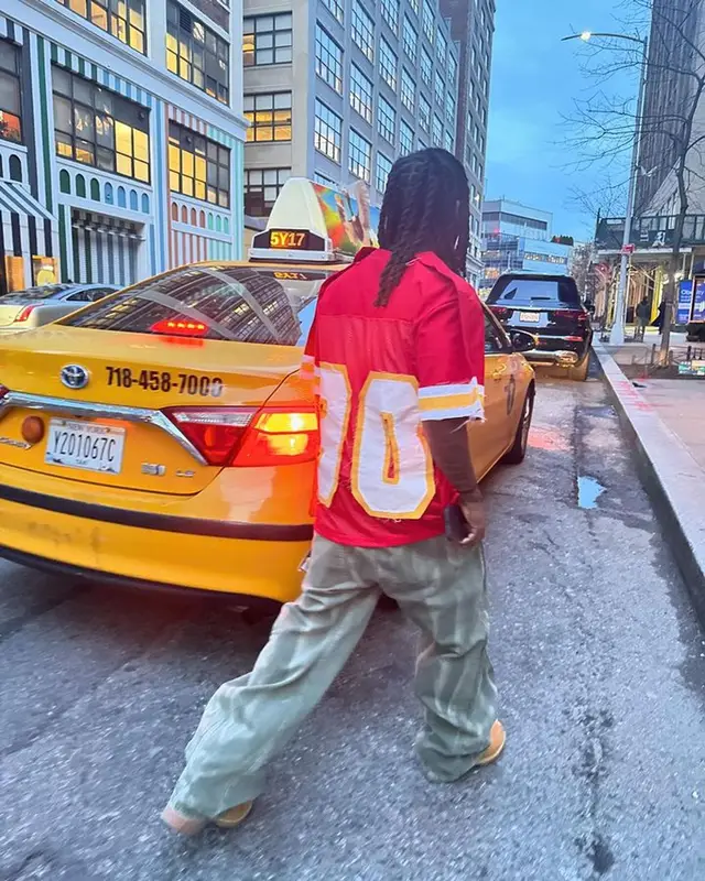 Kai Cenat outfit in Aris Tatalovich, JW Anderson, and Timberland, 2024