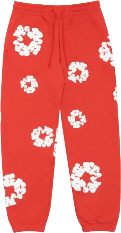 Denim Tears Red Cotton Wreath Sweatpants $400