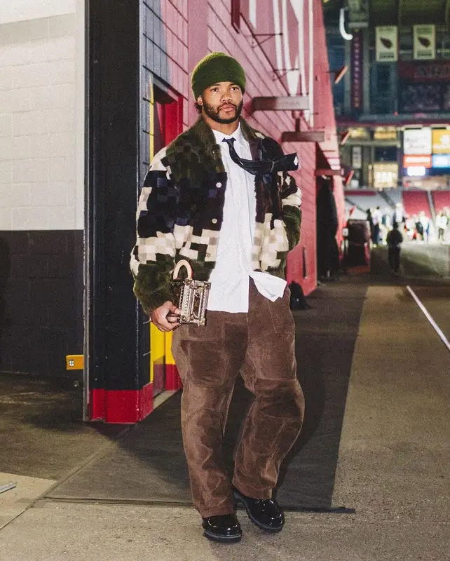 Kyler Murray outfit in Louis Vuitton and Ambush, 2024