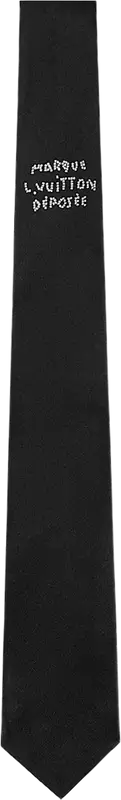 Louis Vuitton Black Pearls Logo Tie $455
