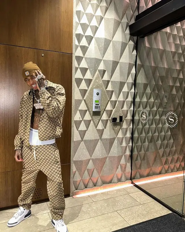 NLE Choppa outfit in Gucci, Jordan, and Carhartt, 2024