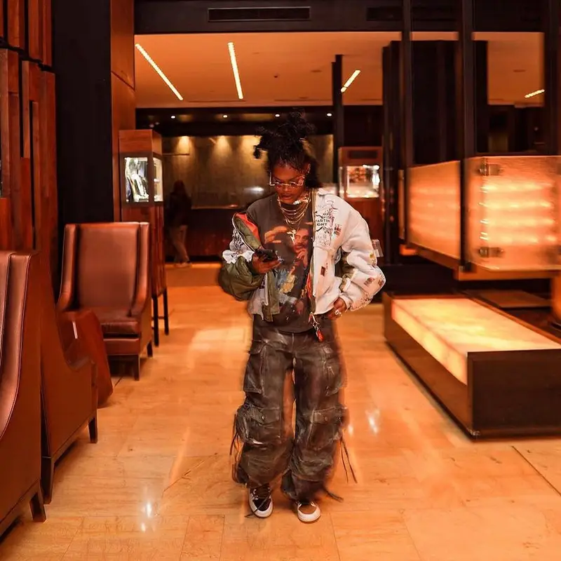 Teyana Taylor outfit in coucou bebe75018, 2024