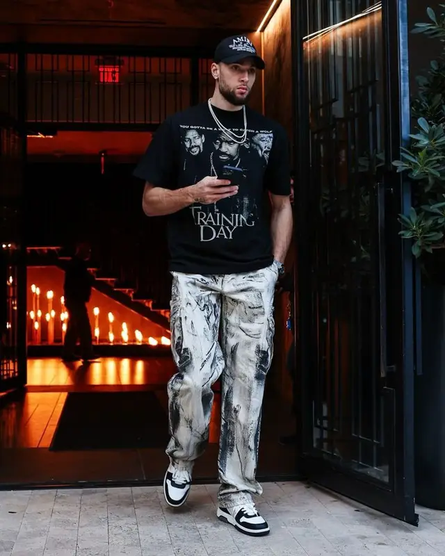 Zach LaVine outfit in Vintage, Rta, and Amiri, 2024