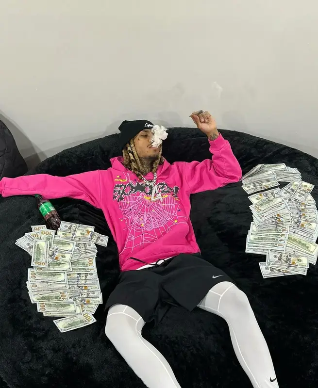 Lil Gnar outfit in Spider Worldwide, Nike, and Gnarcotic, 2024