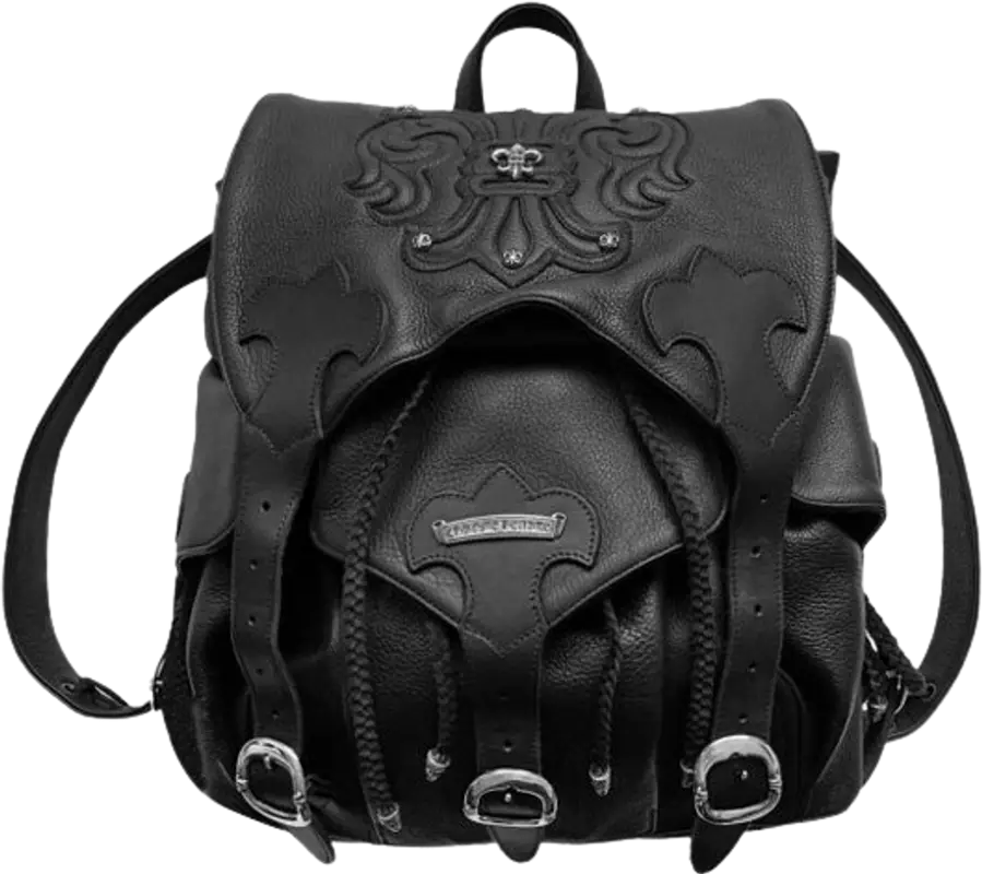 Chrome Hearts Black Leather Fleur De Lis Backpack $8117