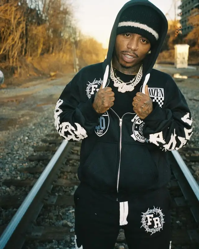 Jacquees outfit in Frozen Roses, Converse, and Rick Owens, 2024