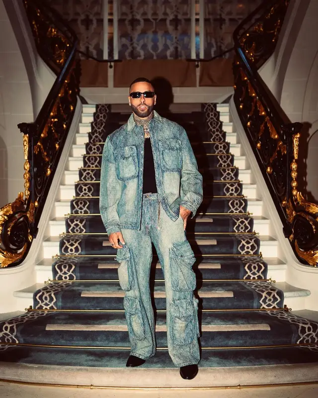 Nicky Jam outfit in Amiri, 2024