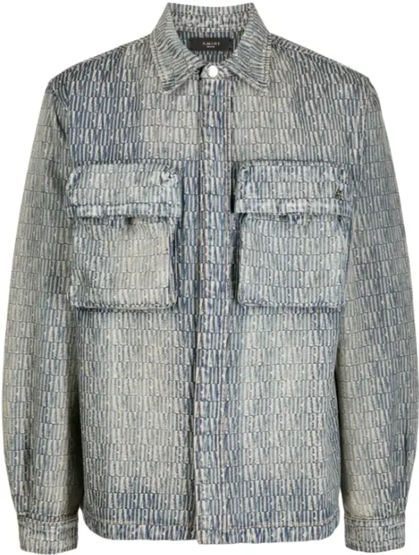 Amiri Vintage Indigo Jacquard Ls Cargo Shirt $1490