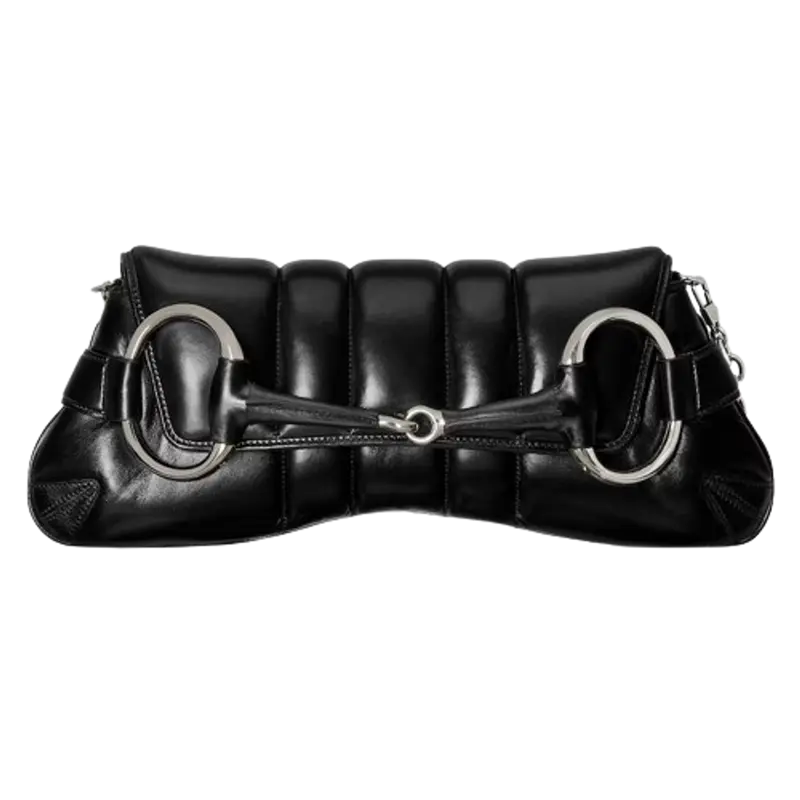 Gucci Black Horsebit Chain Medium Shoulder Bag $3890